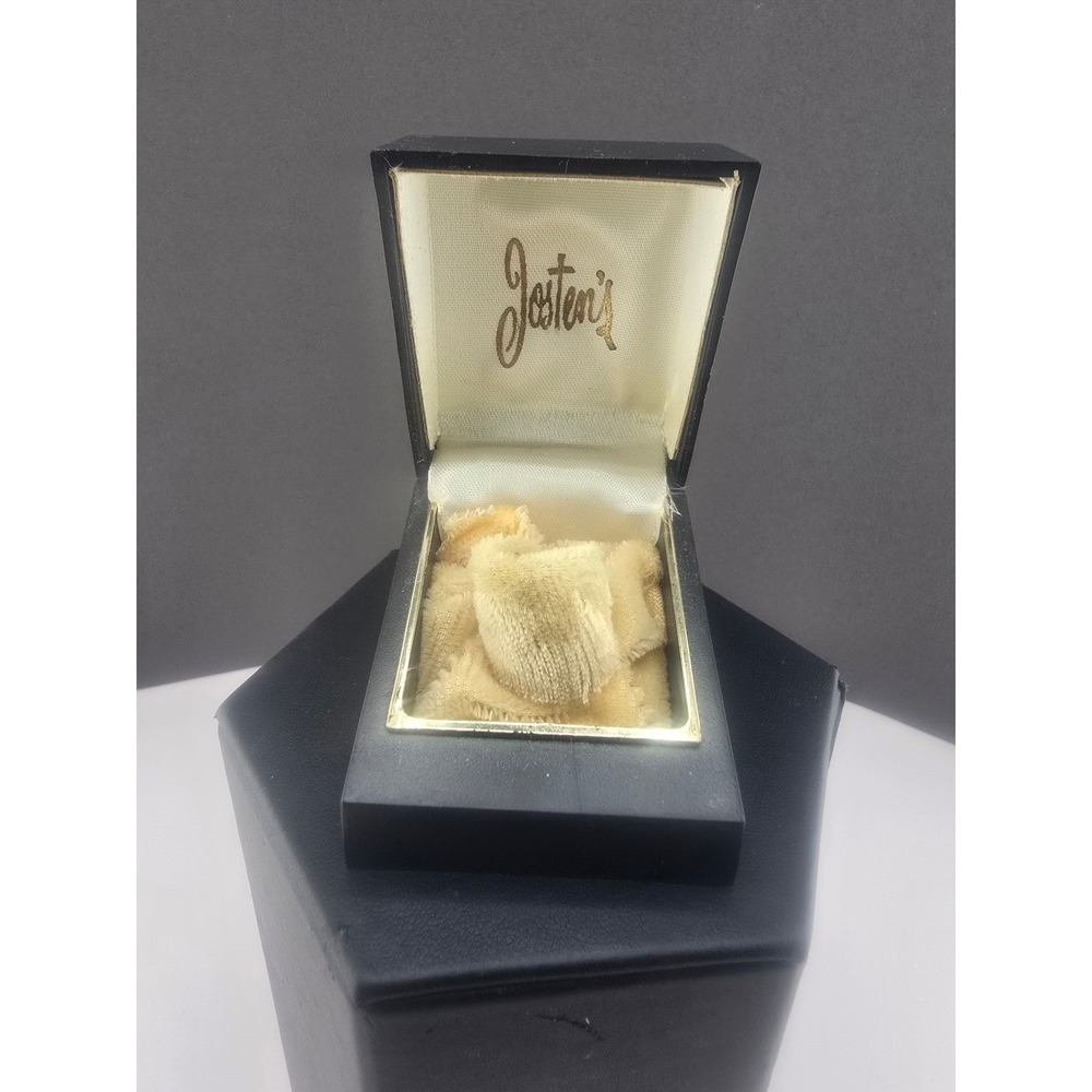 Vintage Jostens Ring Box Black Gold Crest Made in USA 2.75in